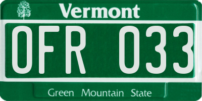 VT license plate OFR033