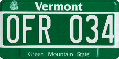 VT license plate OFR034