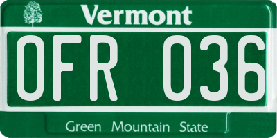 VT license plate OFR036