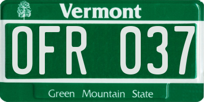 VT license plate OFR037