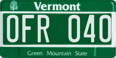 VT license plate OFR040