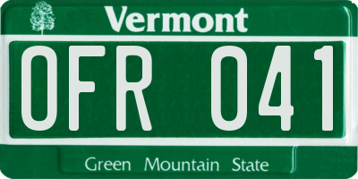 VT license plate OFR041