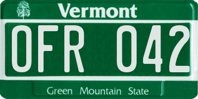 VT license plate OFR042