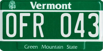 VT license plate OFR043
