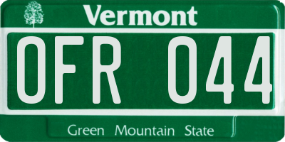 VT license plate OFR044