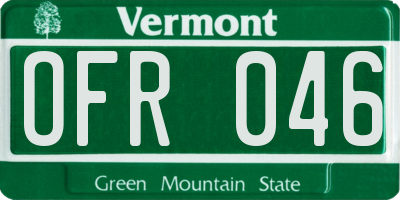 VT license plate OFR046