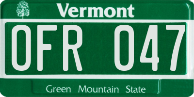 VT license plate OFR047