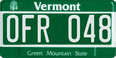 VT license plate OFR048
