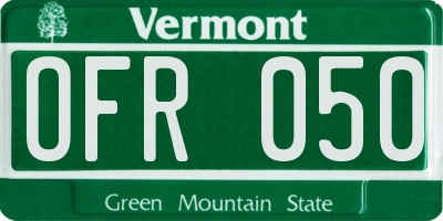 VT license plate OFR050