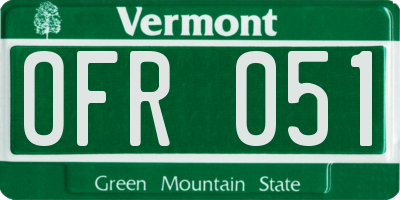 VT license plate OFR051