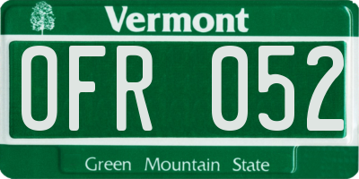 VT license plate OFR052
