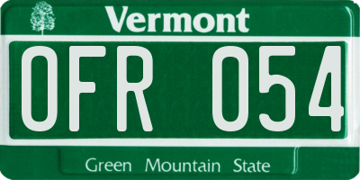 VT license plate OFR054