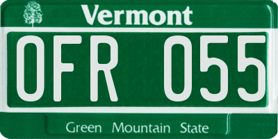 VT license plate OFR055
