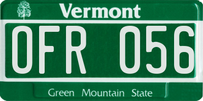 VT license plate OFR056