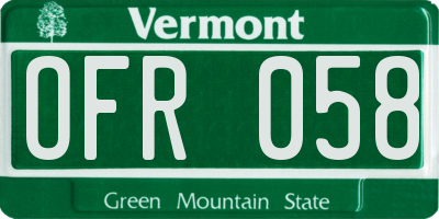 VT license plate OFR058