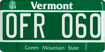 VT license plate OFR060