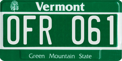 VT license plate OFR061