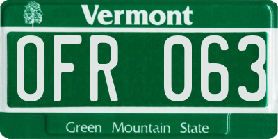 VT license plate OFR063