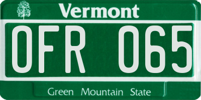 VT license plate OFR065