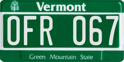 VT license plate OFR067
