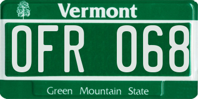 VT license plate OFR068