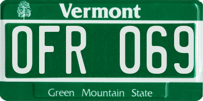 VT license plate OFR069