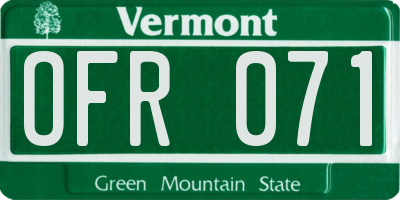 VT license plate OFR071