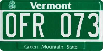 VT license plate OFR073