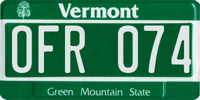 VT license plate OFR074
