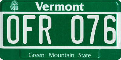 VT license plate OFR076