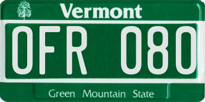 VT license plate OFR080