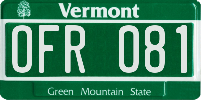 VT license plate OFR081