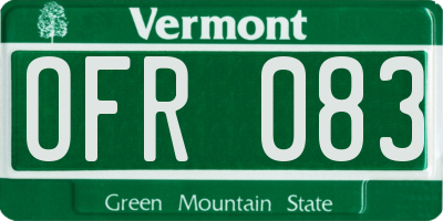 VT license plate OFR083