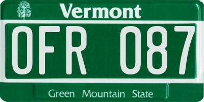 VT license plate OFR087