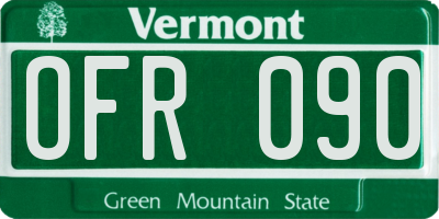 VT license plate OFR090