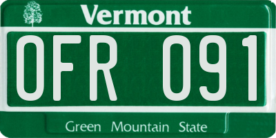 VT license plate OFR091