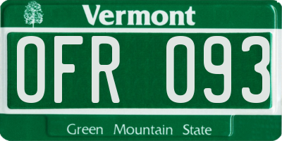 VT license plate OFR093