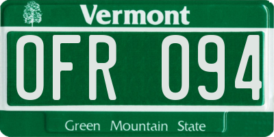 VT license plate OFR094