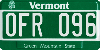 VT license plate OFR096