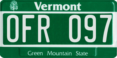 VT license plate OFR097