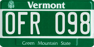 VT license plate OFR098