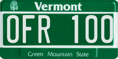 VT license plate OFR100