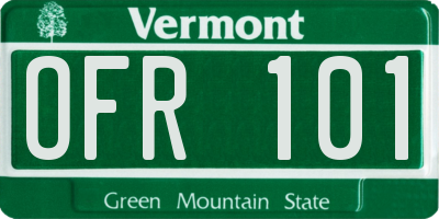 VT license plate OFR101