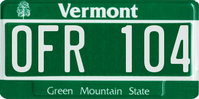 VT license plate OFR104