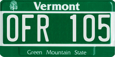 VT license plate OFR105
