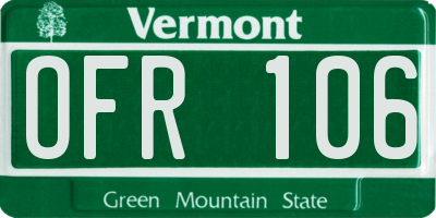 VT license plate OFR106