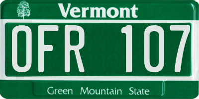 VT license plate OFR107