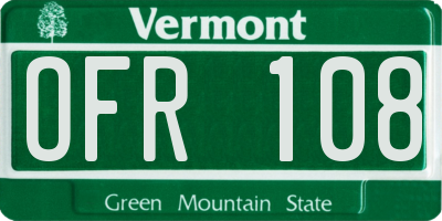 VT license plate OFR108