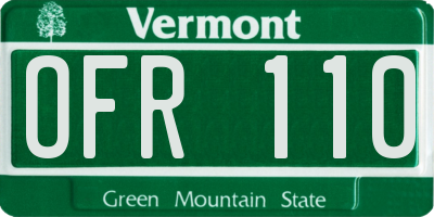 VT license plate OFR110