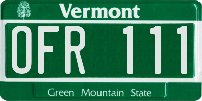 VT license plate OFR111